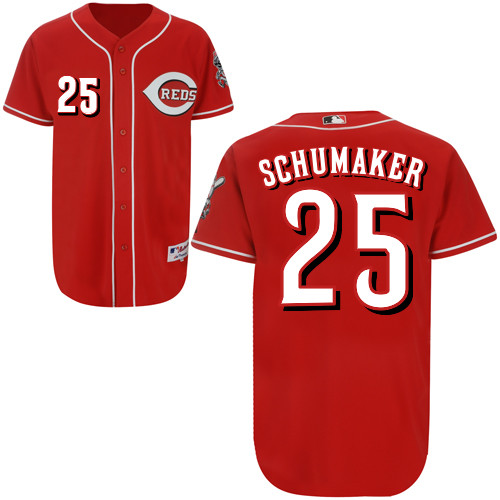 Skip Schumaker #25 MLB Jersey-Cincinnati Reds Men's Authentic Red Baseball Jersey